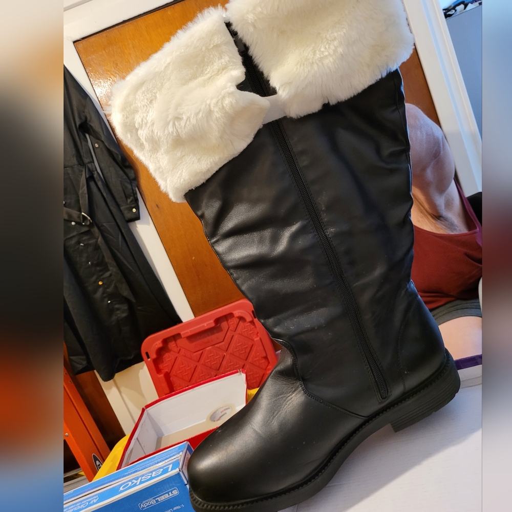 Funtasma Black Boots with White Fur Trim